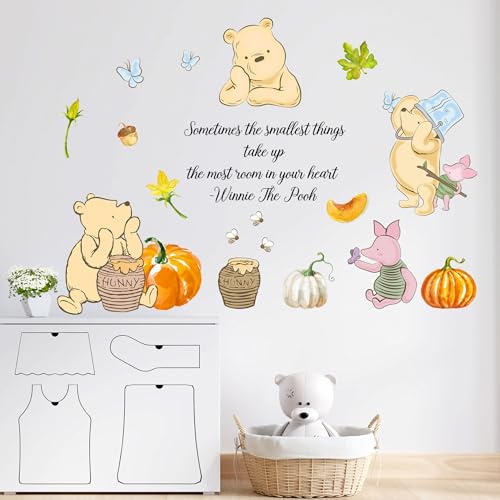 Winnie Wall Stickers for Kids, The Pooh Stickers for Children Room, Winnie Inspirational Wall Decor, The Pooh Removable Stickers for Thanksgiving Nursery Bedroom Living Room Playroom Wall Decoration - style: Winnie 02