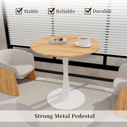 24" Small Round Dining Table for 2 – Durable & Well-Made Tulip Table with Sturdy Metal Frame, Compact 2-Seater Kitchen or Dining Room Table for Small Spaces, Apartments, Café, Restaurant, Office