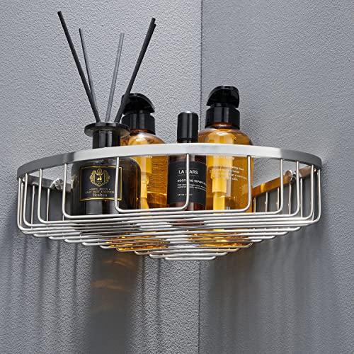 Bathroom Corner Shower Caddy Organizer, Corner-Hollow Design, SUS304 Stainless Steel Heavy Duty Rust-Proof Bathroom Shelf Organizer Holder, Wall Mounted Storage Rack, Brushed Nickel - color: 02Nickel, size: Hollow Angle
