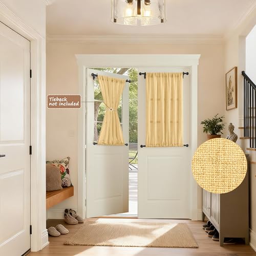Tollpiz Small Linen Door Curtains Doorway Semi Sheer Curtain Room Divider Light Filtering Drape Dual Rod Pocket Boho Window Curtains for Closet, 25 x 40 inches Long, Beige, 1 Panel - color: Beige, size: 25"W x 40"L (Pack of 1)