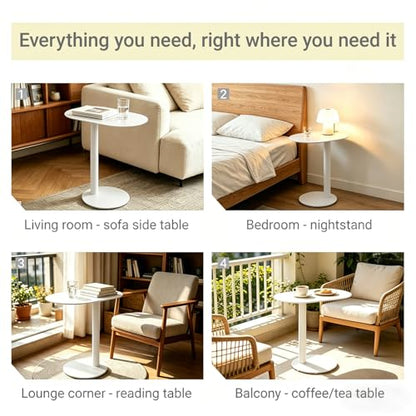 Modern C-Shaped End Table, Small Sofa Side Table Metal Side Table for Couch and Bed Snack Table Tray Table for Living Room Bedroom - color: White