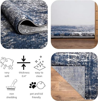 Keen Home Design Runner Rugs - 32"x91" Non-Shedding, Thick Pile Abstract Rugs for Kitchen, Living Room, Bedroom, Dining Room, Entryway - Size: 2'8" x 7'7", Abstract Navy/Gray - color: Abstract Navy/Gray, size: 2'8" x 7'7" (Runner)