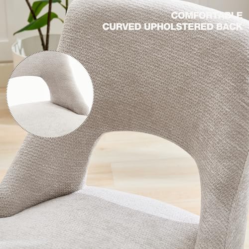 UVV Wooden Dining Chairs Set of 4, Mid Century Modern Upholstered Dining Room Chair Kitchen Chairs, Chenille Dinner Chair with Solid Wood Legs for Kitchen Dining Room, Light Grey - color: Light Grey, size: Set of 4