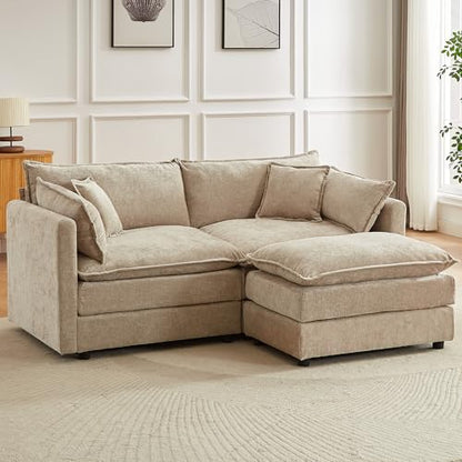 Modular Sectional Sofa, 77 Inch L Shaped Couch Set with Armrests, 2-Seater Comfy Cloud Couches for Living Room Apartment, Coffee - color: Coffee, size: 77' - L Shape