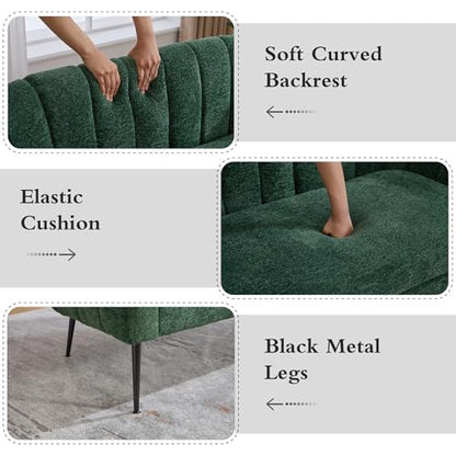 Chifee & Vingol Green Loveseat Sofa 50.2'' Wide Upholstered Loveseat Accent Couch with Metal Legs Modern 2-Seater Sofa for Living Rooms Bedroom Apartment Office,Green - color: S3055-green