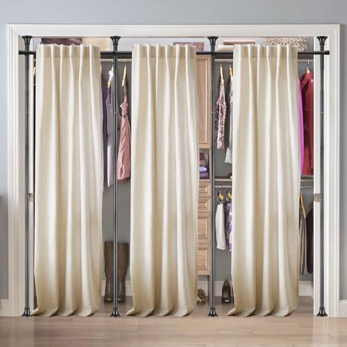 Room Divider Curtain Rod - 4-10ft(H) 28-171inch(W) Adjustable No Drilling Curtain Divider for Room Separation,Heavy Duty Floor to Ceiling Curtain Stand,Wall Divider for Space Separator Partition,Black