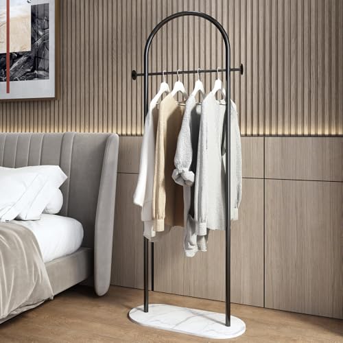 Freestanding Clothing Rack with Marble Base,Modern Black Arch Garment Rack for Small Spaces,Sturdy Metal Coat Rack,Clothes Racks for Hanging Clothes in Bedroom,Closet,Entryway,Boutique Display - color: black, size: 23.62in
