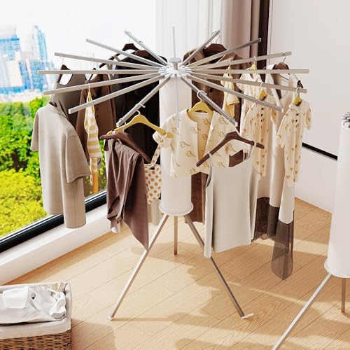 LIENAHU Clothes Drying Rack,Drying Rack Clothing,Laundry Drying Rack,Floor Standing,16 Aluminium Poles,Collapsible,Retractable,Foldable,Folding Laundry Rack - style: 16 Aluminum poles