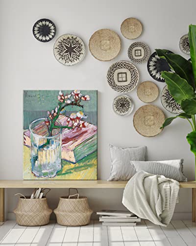 Wieco Art Canvas Wall Art Blossoming Almond Branch in a Glass with a Book by Vincent Van Gogh Large Canvas Prints for Living Room Decoration Post-impressionism Pictures Artwork - size: 24"L x 20"W