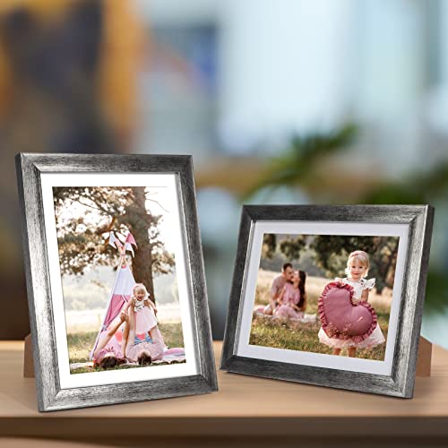Giftgarden Antique Silver Picture Frames Assortment for Multiple Sizes Photos, Four 4x6, Four 5x7, Two 8x10, Gallery Frame Collage for Wall or Tabletop, Set of 10, Rustic Distressed Silver - color: Silver