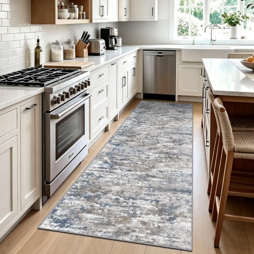 Hallway Runner Rug 3x8 Textured Non Slip Carpet Runner, Abstract Multi | Machine Washable Wide Runner Rug with Silicone Backing; Stain-Resistant Surface for Hallways, Kitchens and High-Traffic Areas - color: Abstract-multi, size: 3' x 8' (Runner)
