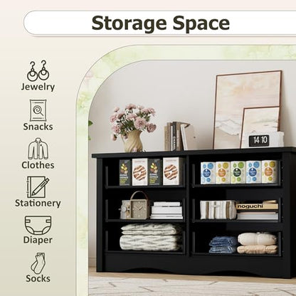 YESHOMY Black Dresser, 6 Drawers Dresser for Bedroom, Modern Chest of Drawers, Wooden Dressers, TV Stand for Living Room,Closet, Hallway