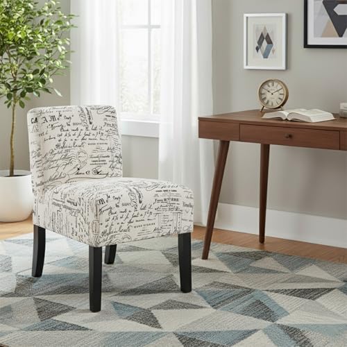 Dopinmin Armless Slipper Chair Accent Chairs, Fabric Mid Century Modern Parsons Chairs, Upholstered Dining Chairs for for Reading Bedroom Dining Room, White - color: White