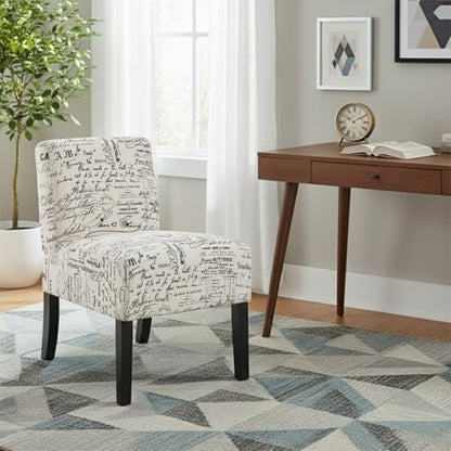 Dopinmin Armless Slipper Chair Accent Chairs, Fabric Mid Century Modern Parsons Chairs, Upholstered Dining Chairs for for Reading Bedroom Dining Room, White - color: White