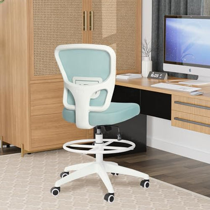 Drafting Chair Adjustable Height Tall Office Chairs Standing Desk Chair Rolling Stool Chair Armless Office Drafting Chair Blue - color: Blue