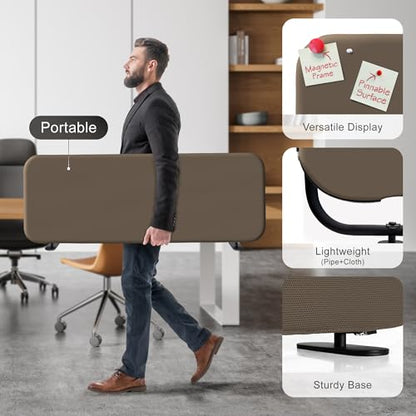 DECOLAB Desk Divider, Privacy Tabletop Partition Panel 48"x18", Taupe | Freestanding Desk Screen. For Dormitory, Office, Student, Counter Top, Testing. No Drill. - color: Taupe