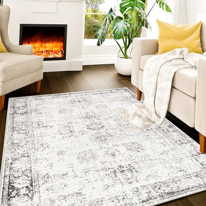 Grey & Beige 3x5 Area Rug - Kid & Pet Friendly, Washable - Istana - color: Misty Grey, size: 3' x 5' (Rectangular)