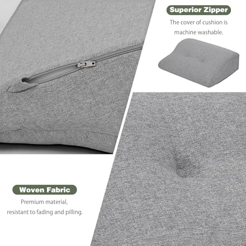 baibu Patented Dual-Layer Memory Foam Lumbar Pillow for Recliner, Light Grey - color: Light Grey