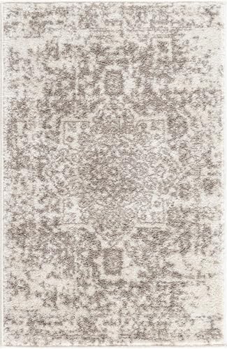 Rugs.com - Arlington Collection Rug – 2' x 3' 1 White Traditional Rug – Distressed Medallion Design, Perfect for Entryways, Kitchens, and Bathrooms - color: White, size: 2' x 3' (Rectangular)