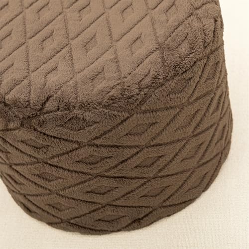 Round Pouf Ottoman Footstool 20x14In Ottoman Footrest for Couch Dark Coffee | All-One Foam Pouf, Ottoman Coffee Table,Couch Foot Rest,Chair Footrest,Remov. Cover, Perfect for Living Room, Bedroom & Dorm - color: Dark Coffee
