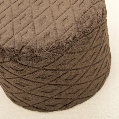 Round Pouf Ottoman Footstool 20x14In Ottoman Footrest for Couch Dark Coffee | All-One Foam Pouf, Ottoman Coffee Table,Couch Foot Rest,Chair Footrest,Remov. Cover, Perfect for Living Room, Bedroom & Dorm - color: Dark Coffee