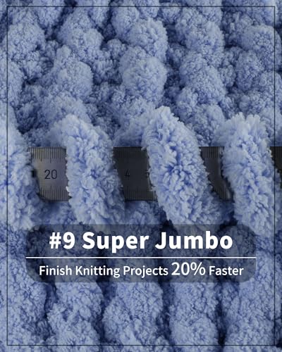 Cozyful Chunky Yarn for Hand Knitting, #9 Thick Jumbo Big Chunky Yarn for Crocheting, Super Chunky Knit Blanket Yarns, Large Chunky Chenille Yarns, 8 Pack (30 yds 8 oz Each Skein), Blue Gray - color: Blue Gray