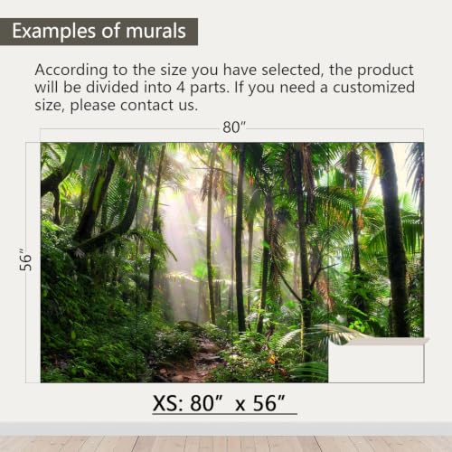 AFZEVEB-Tropical Forest Peel and Stick Wallpaper Landscape Trees Mural - color: X810, size: 80" x 56"
