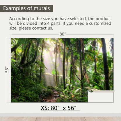 AFZEVEB-Tropical Forest Peel and Stick Wallpaper Landscape Trees Mural - color: X810, size: 80" x 56"