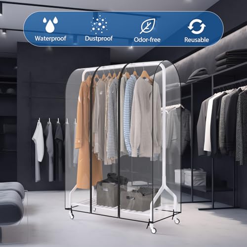 Zilink Clear Garment Rack Cover Clothes Rack Cover 43 in, Transparent | Waterproof, Dustproof, Breathable, 2 Durable Zippers, Clothing Rack Cover for Garment Rack (Rack Not Included) - size: 43"L x 20"W x 60"H - Clear