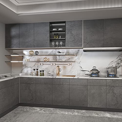 3yecao 31"×354" Darker Grey Black Wide Concrete Wallpaper Peel and Stick Extra Thick 3D Dark Gray Faux Contact Paper Textured Stained Vinyl Wrap Matte Wall Sticker for Walls Bedroom Basement Bathroom - color: Dark Gray, size: 31" x 354"