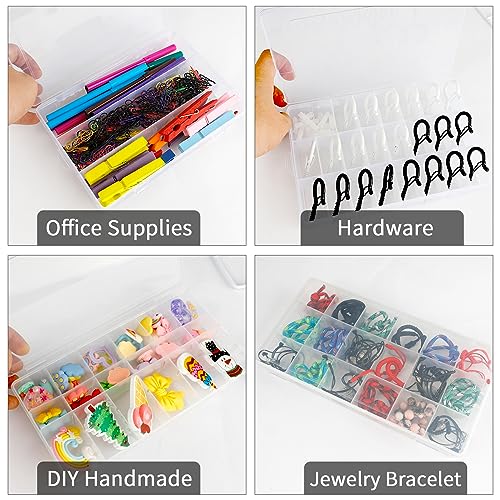 OALCQ 24 Grids Plastic Organizer Box With Dividers Clear Craft Storage Bead Organizer Box Earring Travel Pill Jewelry Organizers Storage Boxes Screw Seed Small Parts Hair Tie - size: 24 grids