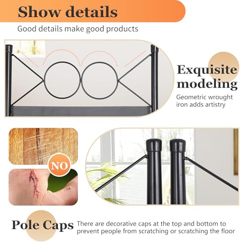 4 Panel Room Divider 6FT Steel Frame Screen Folding Privacy Divider Freestanding Partition for Home Office Bedroom,Light Grey - color: Light Grey