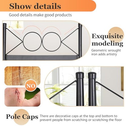 4 Panel Room Divider 6FT Steel Frame Screen Folding Privacy Divider Freestanding Partition for Home Office Bedroom,Light Grey - color: Light Grey