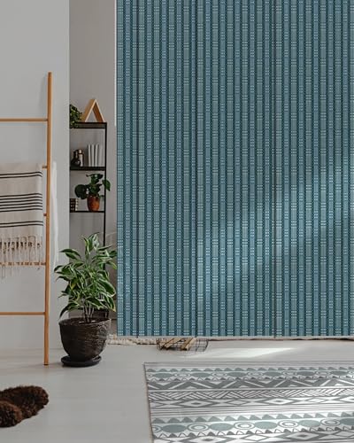 Deluxe Vertical Blinds Blue 45.8"-86" x 96", Bluesea | Deluxe Blue Vertical Panels for Sliding Doors and Room Dividers with Adjustable Track and Trim-to-Fit Design - color: Bluesea