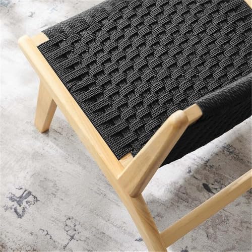 Modway Saoirse Woven Rope Wood Accent Lounge Chair in Natural Black - color: Natural Black