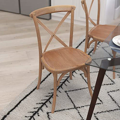 Merrick Lane Bardstown X-Back Bistro Style Wooden Dining Chair for Kitchens and Dining Rooms, High-Back Wood Stackable Kitchen Chair, Medium with White Grain - color: White Grain