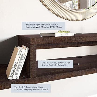 Floating Wall-Mounted TV Console by Belleze - color: Espresso, style: Motif