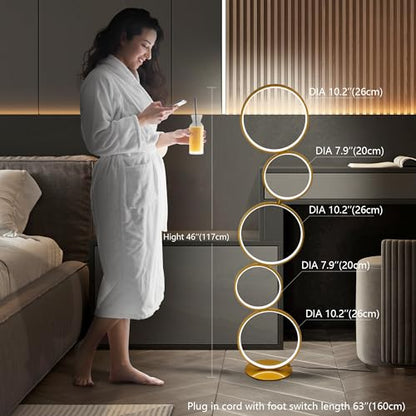 Modern Creative Bubble Dimmable LED Floor Lamp for Home & Office (Gold) | 46'' Standing Lamp, 3-Way Dimmable, Aluminum Frame, Metal Base, Energy Saving, 36W, for Bedroom, Living Room - color: Gold