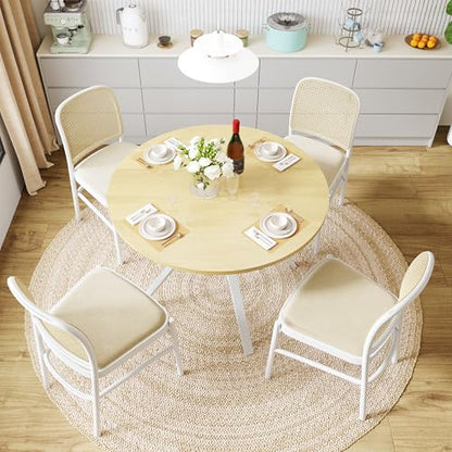 Wildhome Round Dining Table for 2-4, 43 Inch Dining Room Kitchen Table with 1-Tier Storage Shelf, Modern Farmhouse Dinner Furniture with Adjustable feet,Oval Circle(43in-Oak) - color: 43in-air-oak