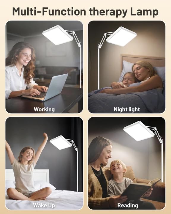 SUXIO Light Therapy Lamp - 12000 LUX Therapy Lights, Happy Lamp with Remote, Light Box Therapy with 3 Timer & 4 Brightness, LED UV-Free Daylight Lamp Perfect for Home