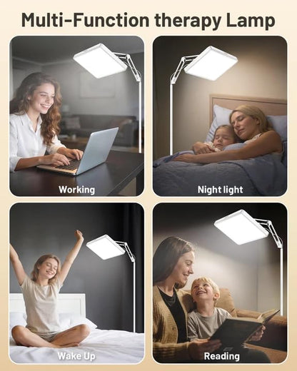 SUXIO Light Therapy Lamp - 12000 LUX Therapy Lights, Happy Lamp with Remote, Light Box Therapy with 3 Timer & 4 Brightness, LED UV-Free Daylight Lamp Perfect for Home