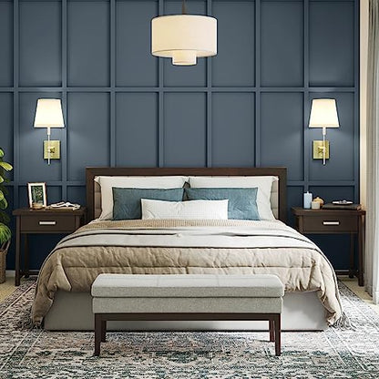 SIMPLIHOME Carlson Ottoman Bench - 45 inch Wide Upholstered Vegan Leather Rectangle Ottoman in Greige, Mid Century Modern Bench for Bedroom, Entryway or Living Room with Padded Seat - color: Greige, style: Ottoman Bench