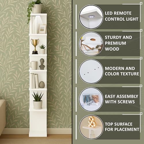 Wall shelf unit, 11 3/4x74 3/4,Use fixing devices suitable for the walls in your home. (White with LED Light) - color: White With Led Light