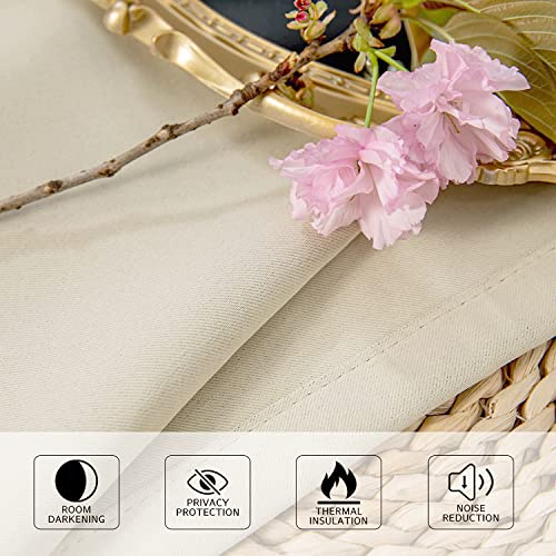 MYSKY HOME Beige Blackout Curtains for Living Room Bedroom Curtains 80 Inches Long Grommet Room Darkening Window Curtains Thermal Insulated Single Panel Curtains 52 x 80 Inch, Natural - color: Beige, size: 52"W x 80"L (Pack of 1)