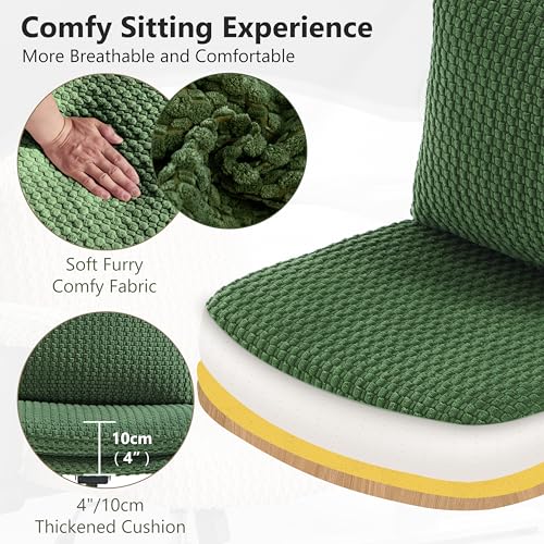 Fizzin Cross Cross Chair Memory Foam Armless with Wheels Home Office Green - color: Green