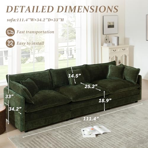 103.8" Chenille Modular Sectional Sofa, Modern 3-Seat Couch,Green | Randomly Assemble Modular Sofa Sets, Modern Recliner Deep Seat Sofa Set for Living Room,Office - color: Green, size: 3S
