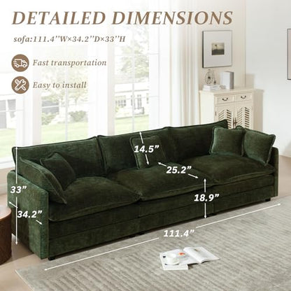 103.8" Chenille Modular Sectional Sofa, Modern 3-Seat Couch,Green | Randomly Assemble Modular Sofa Sets, Modern Recliner Deep Seat Sofa Set for Living Room,Office - color: Green, size: 3S