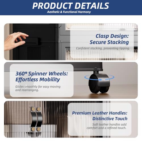 SAILUN 116Gal/464Qt Stackable Storage Bins Folding Collapsible Storage Bins with a Lid, Closet Organizers and Storage,Black 26" W x 17" D x 56.7" H | Stackable Storage Drawers with Lids,26" W x 17" D x 56.7" H,Featuring open-front Access for Clothes and C