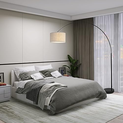 Major-Q Modern Arcing Floor Lamp - Tall Stand Up Arching Drum Shade - Large Contemporary Floor Lamp for Dining Rooms and Bedrooms - Corner Lamp for Office Lighting and Home Decor - color: Beige-1