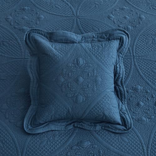 DaisyHuang Bedspread - Full Size Bedding Cover - Modern & Contemporary Coverlet Set, Real Stitching, Reversible, Lightweight, 5 Piece, Navy - color: Navy, size: Full(96"x110")
